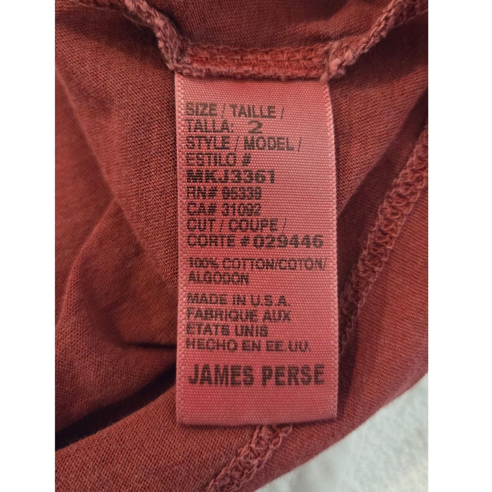 James Perse T-Shirt Cotton V-Neck Slim Fit Red Slub Luxury Mens Size 2 M USA - Picture 7 of 13